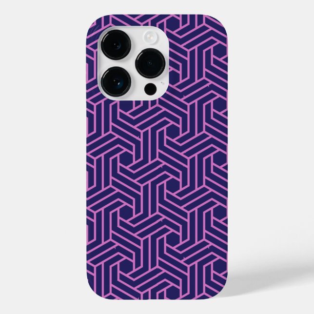Coques Case-Mate iPhone géométrie rose abstraite avec fond violet (Verso)