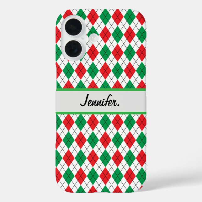 Coques Case-Mate iPhone Géométrie rouge et verte de Noël (Verso)