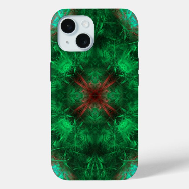 Coques Case-Mate iPhone Géométrie sacrée fractale Art émeraude (Verso)