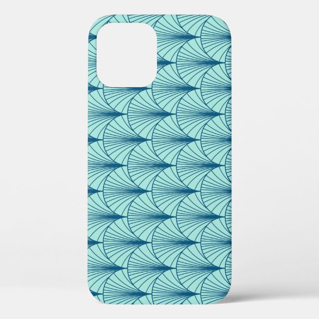 Coques Case-Mate iPhone Géométrie Vert Mer : Motif ventilateur. (Verso)