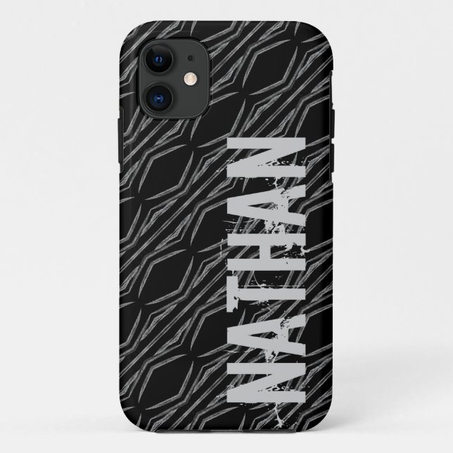 Coques Case-Mate iPhone Géométrique argenté noir nommé fait sur commande (Dos)
