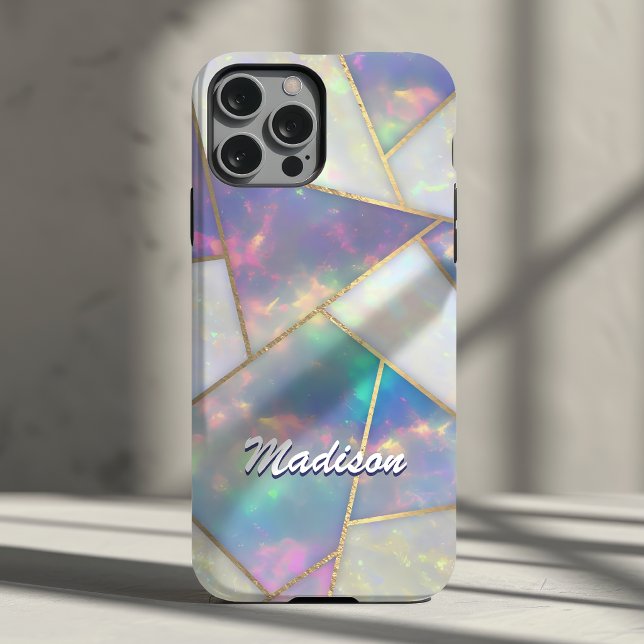 Coques Case-Mate iPhone Géométrique en agate holographique stylé (Créateur téléchargé)