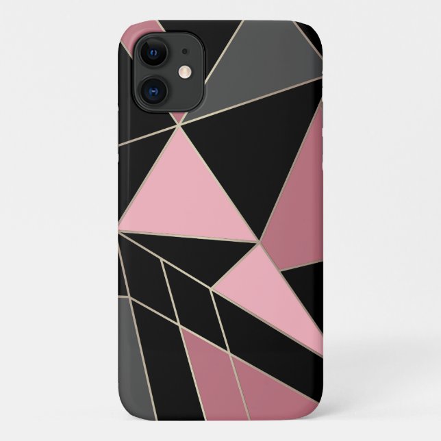 Coques Case-Mate iPhone Géométrique, gris, rose (Dos)