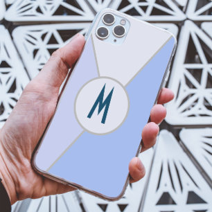 Coque iPhone 16 Pro Max Géométrique Moderne Bloc de Couleurs Bleu avec Mon