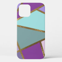 Géométrique Rose Violet Turquoise & Bronze Or