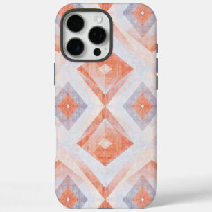 Coque iPhone 16 Pro Max Géométrique Rustic Diamond en Terracotta et Bleu