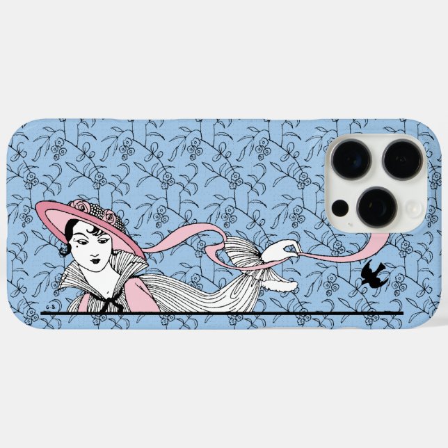 Coques Case-Mate iPhone Georges Barbier 1920 Fashion Lady and Bird (Verso (horizontal))