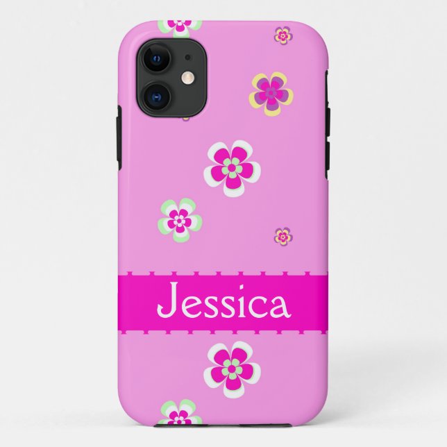 Coques Case-Mate iPhone Gepersonaliseerde bloemen patrot met nom (Dos)