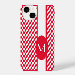 Coque Pour iPhone 14 Géranium Elegant Chevron Design avec monogramme