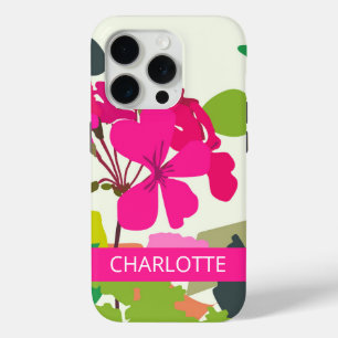 Coque Case-Mate iPhone Geraniums en fleurs roses chaudes fleuriste Nom pe