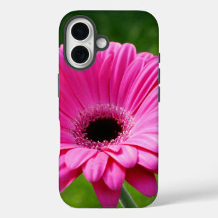 Coque Pour iPhone 16 Gerbera Daisy rose et vert