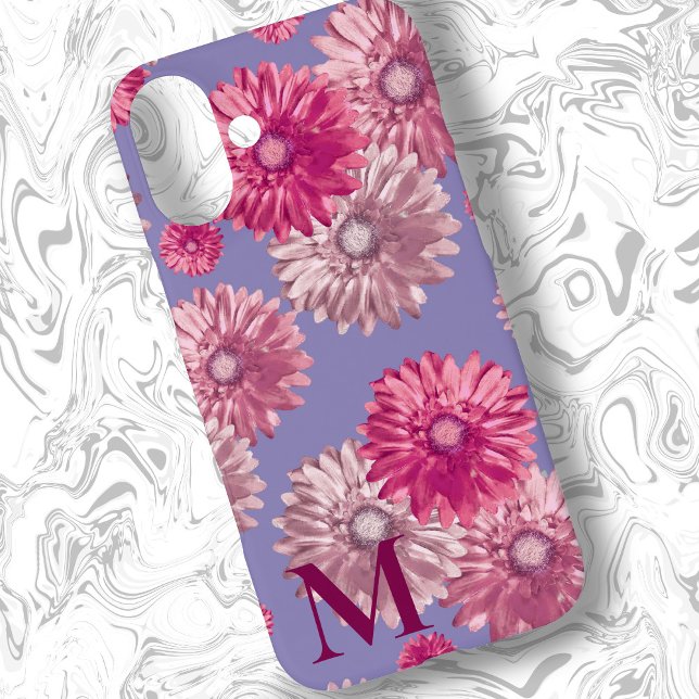 Coques Case-Mate iPhone Gerbera rose Fleurs marguerites Périwinkle bleu Fl (Créateur téléchargé)