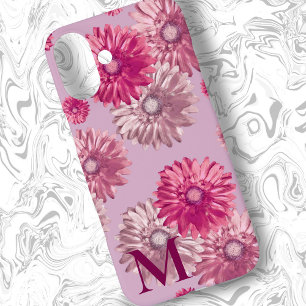 Coque Pour iPhone 16 Plus Gerbera rose Fleurs marguerites sur Dusty Mauve Fl
