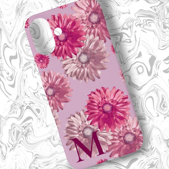 Coques Case-Mate iPhone Gerbera rose Fleurs marguerites sur Dusty Mauve Fl (Créateur téléchargé)