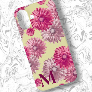 Coque Pour iPhone 16 Plus Gerbera rose Fleurs marguerites sur Floral Jaune