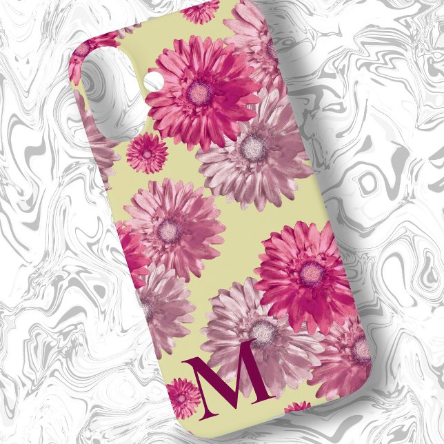 Coques Case-Mate iPhone Gerbera rose Fleurs marguerites sur Floral Jaune (Créateur téléchargé)