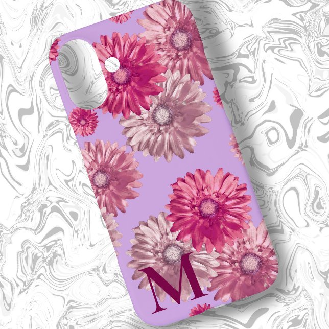 Coques Case-Mate iPhone Gerbera rose Fleurs marguerites sur Lavender Flora (Créateur téléchargé)