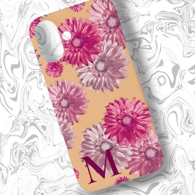 Coques Case-Mate iPhone Gerbera rose Fleurs marguerites sur Orange Floral (Créateur téléchargé)
