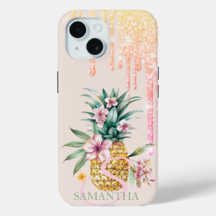 Coque Case-Mate iPhone Giclées de paillettes élégantes Fleur de Ananas