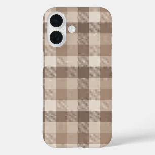 Coque Pour iPhone 16 Gingham à carreaux marron clair Terre Neutre
