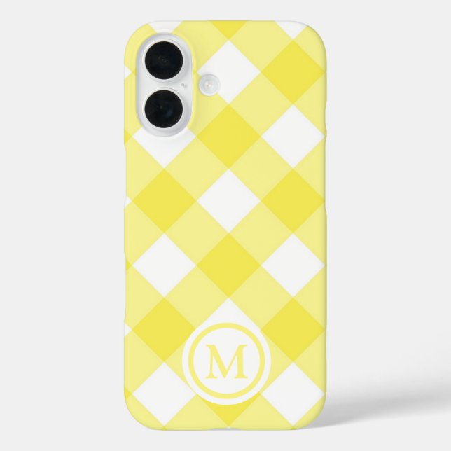 Coques Case-Mate iPhone Gingham Monogramme Jaune Ensoleillé (Verso)