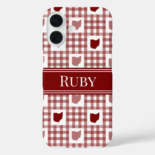 Coques Case-Mate iPhone Gingham rouge de l'Ohio (Verso)