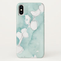 Ginkgo sur Dusty Turquoise - Blanc