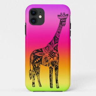 Coques Pour iPhone Girafe au néon rose et verte