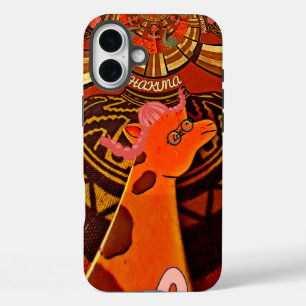 Coque Pour iPhone 16 Plus Girafe avec deux queues de ponytail art