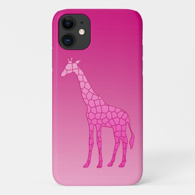 Coques Case-Mate iPhone Girafe Géométrique Moderne, Fuchsia et Rose Clair (Dos)