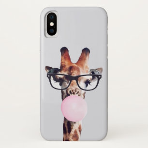 Case-Mate iPhone Case Girafe Porte des lunettes soufflant bulle rose gom