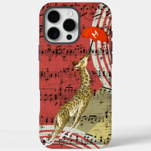 Coques iPhone 16 Pro Max Girafe rouge Retro Musical Flying Umbrella