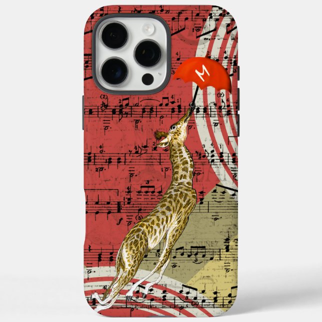 Coques Case-Mate iPhone Girafe rouge Retro Musical Flying Umbrella (Verso)