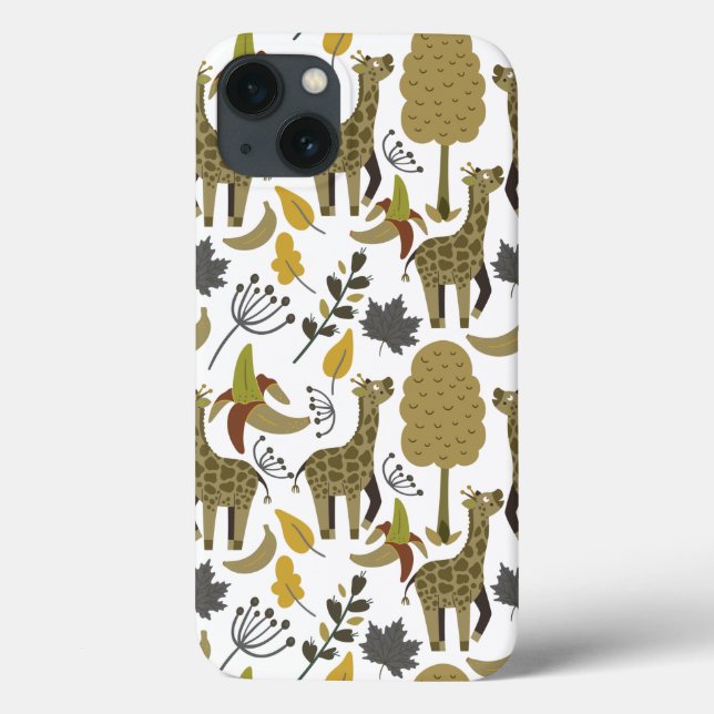 Coques Case-Mate iPhone Girafe sans couture motif jaune blanc haute (Verso)