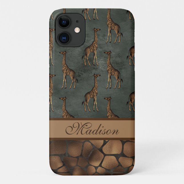 Coques Case-Mate iPhone Giraffe Chic Nom de script Stylish Trendy Safari (Dos)