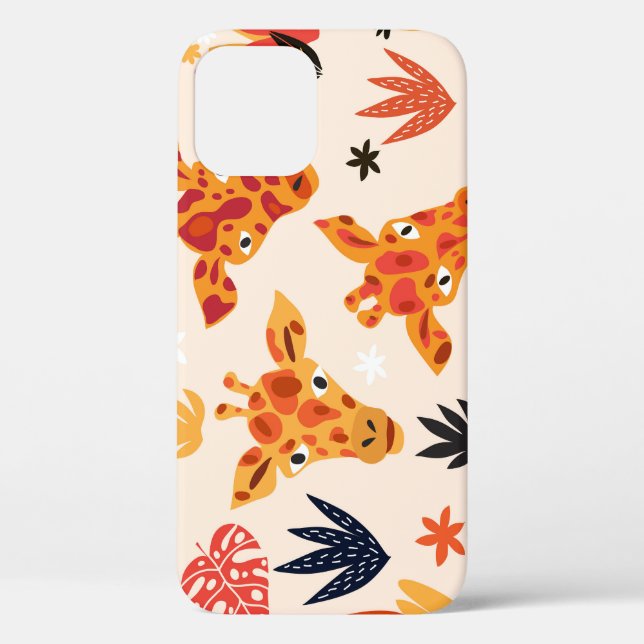 Coques Case-Mate iPhone Giraffe de dessin : Floral Savanna Motif (Verso)