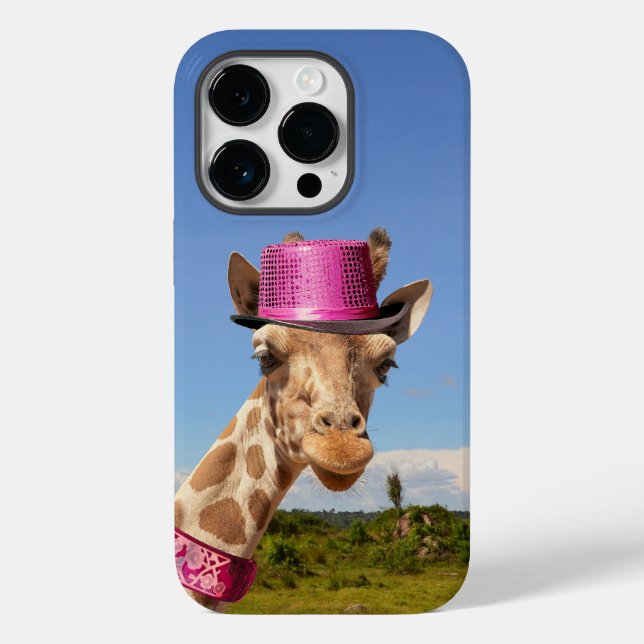 Coques Case-Mate iPhone Giraffe en casquette rose étincelant (Verso)