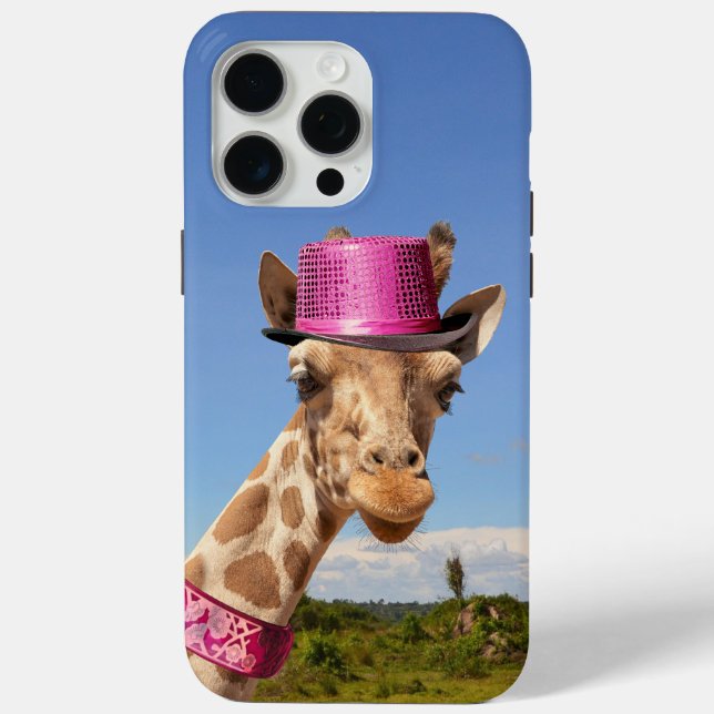 Coques Case-Mate iPhone Giraffe en casquette rose étincelant (Verso)