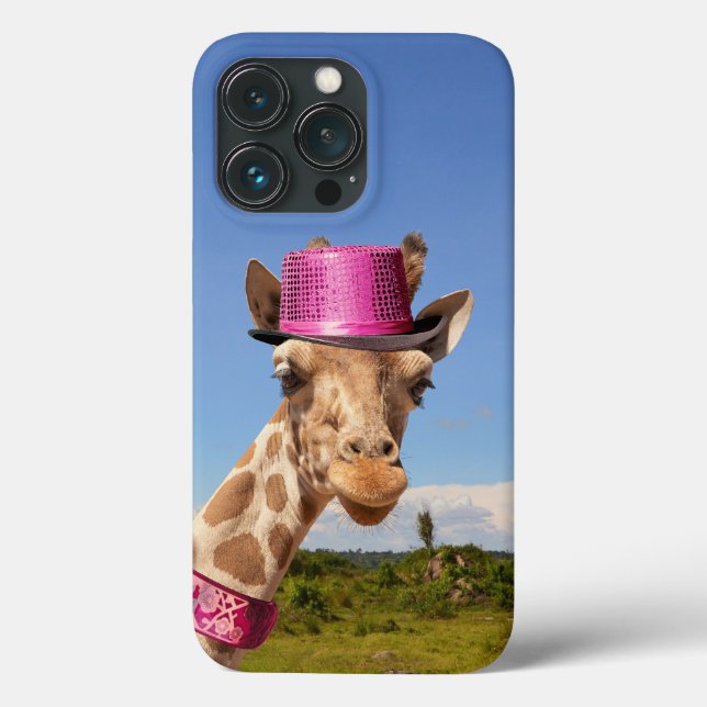 Coques Case-Mate iPhone Giraffe en casquette rose étincelant (Verso)