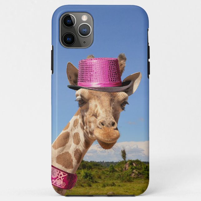 Coques Case-Mate iPhone Giraffe en casquette rose étincelant (Dos)