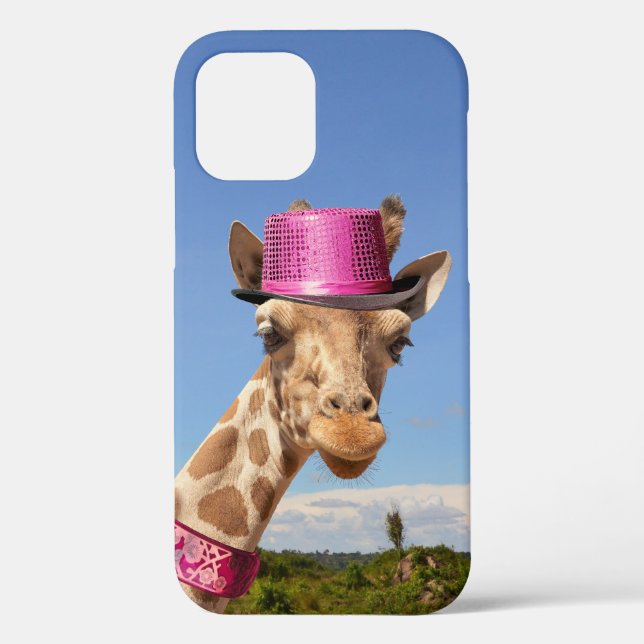Coques Case-Mate iPhone Giraffe en casquette rose étincelant (Verso)