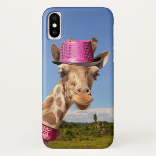 Case-Mate iPhone Case Giraffe en casquette rose étincelant