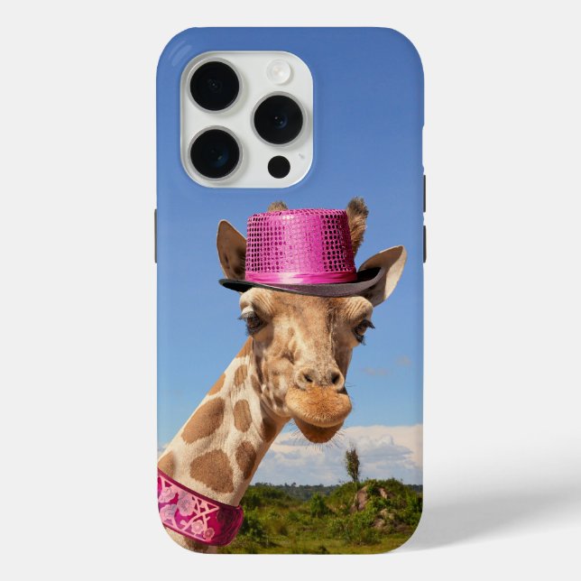 Coques Case-Mate iPhone Giraffe en casquette rose étincelant (Verso)