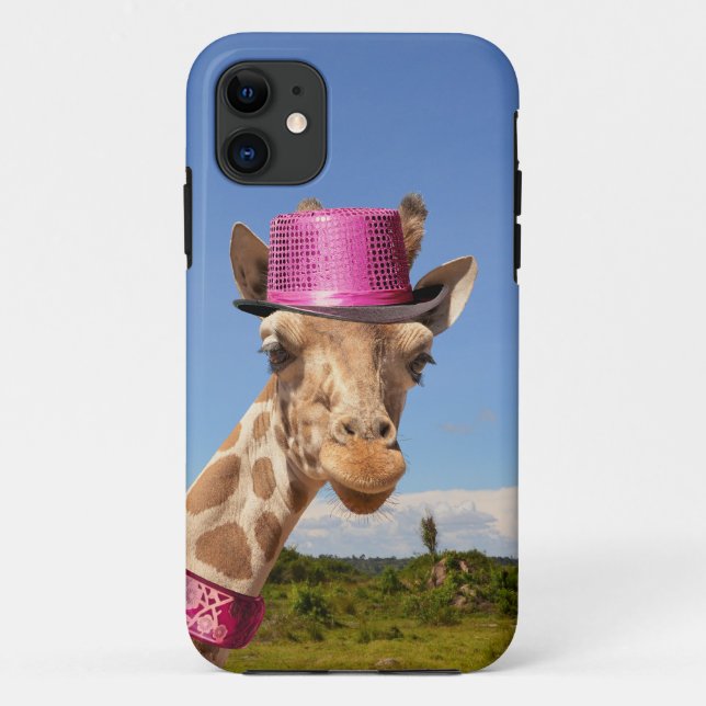 Coques Case-Mate iPhone Giraffe en casquette rose étincelant (Dos)