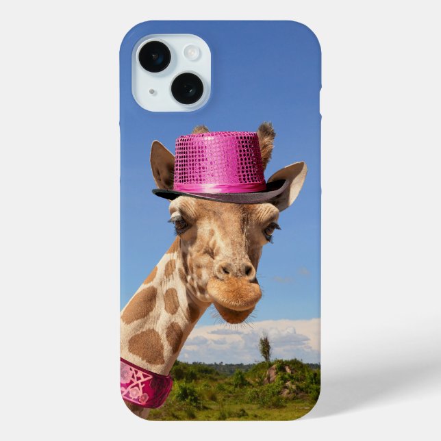 Coques Case-Mate iPhone Giraffe en casquette rose étincelant (Verso)