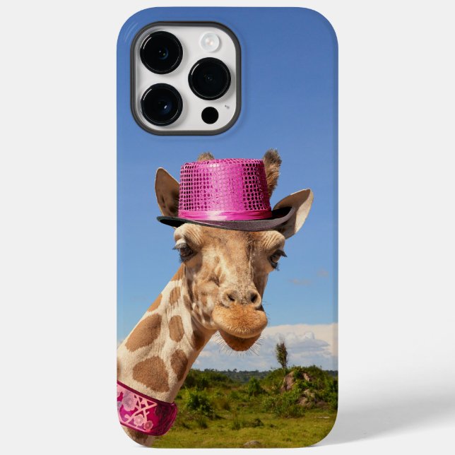Coques Case-Mate iPhone Giraffe en casquette rose étincelant (Verso)