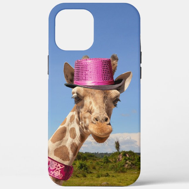 Coques Case-Mate iPhone Giraffe en casquette rose étincelant (Verso)