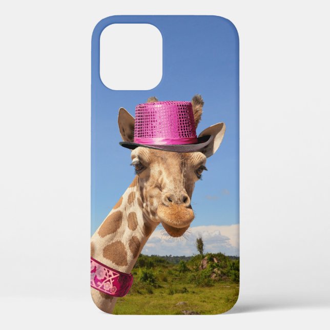 Coques Case-Mate iPhone Giraffe en casquette rose étincelant (Verso)