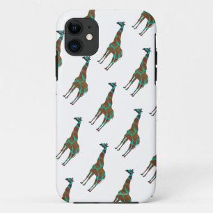 Coques Pour iPhone Giraffe Impression Brown et Turquoise