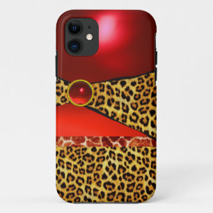 COQUE Case-Mate iPhone GIRAFFE LÉOPARD PEAU ROUGE GIRAFFE IMPRIMÉ GEMSTON